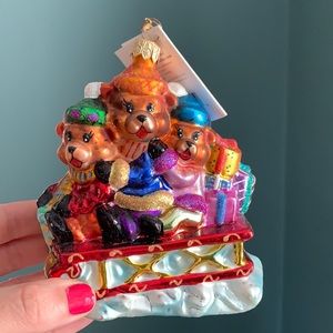 Christopher Radko Sledding Teddies Ornament